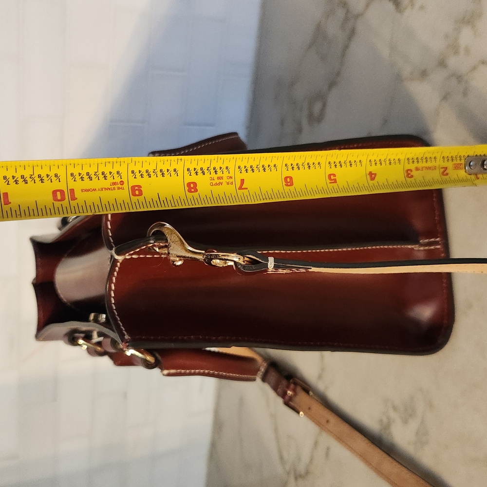 Burgundy Leather Handbag with Gold Accents - Picture 10 of 10